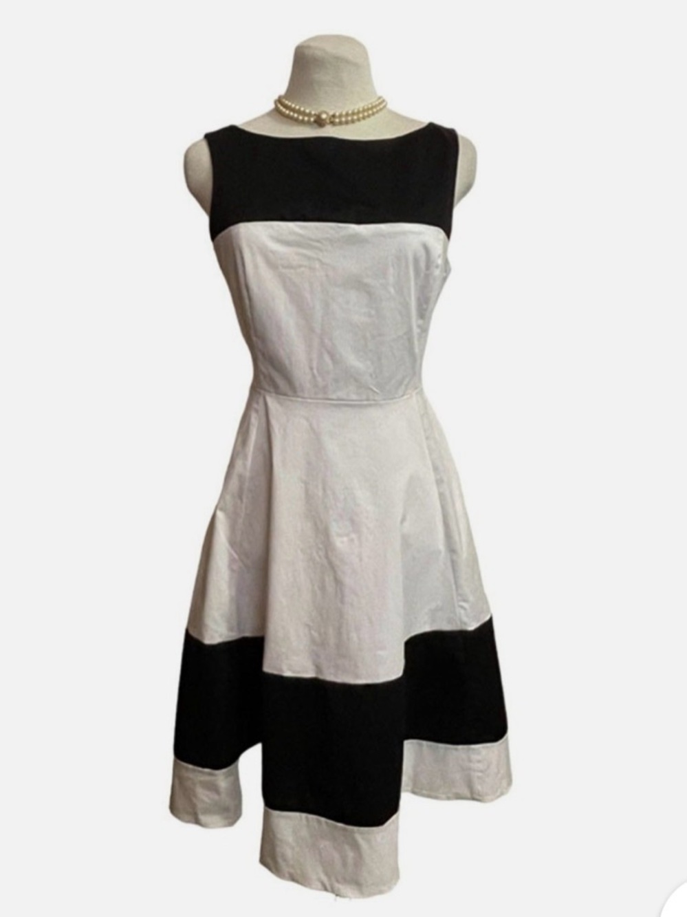 Classic Black & White Fit-and-Flare Dress